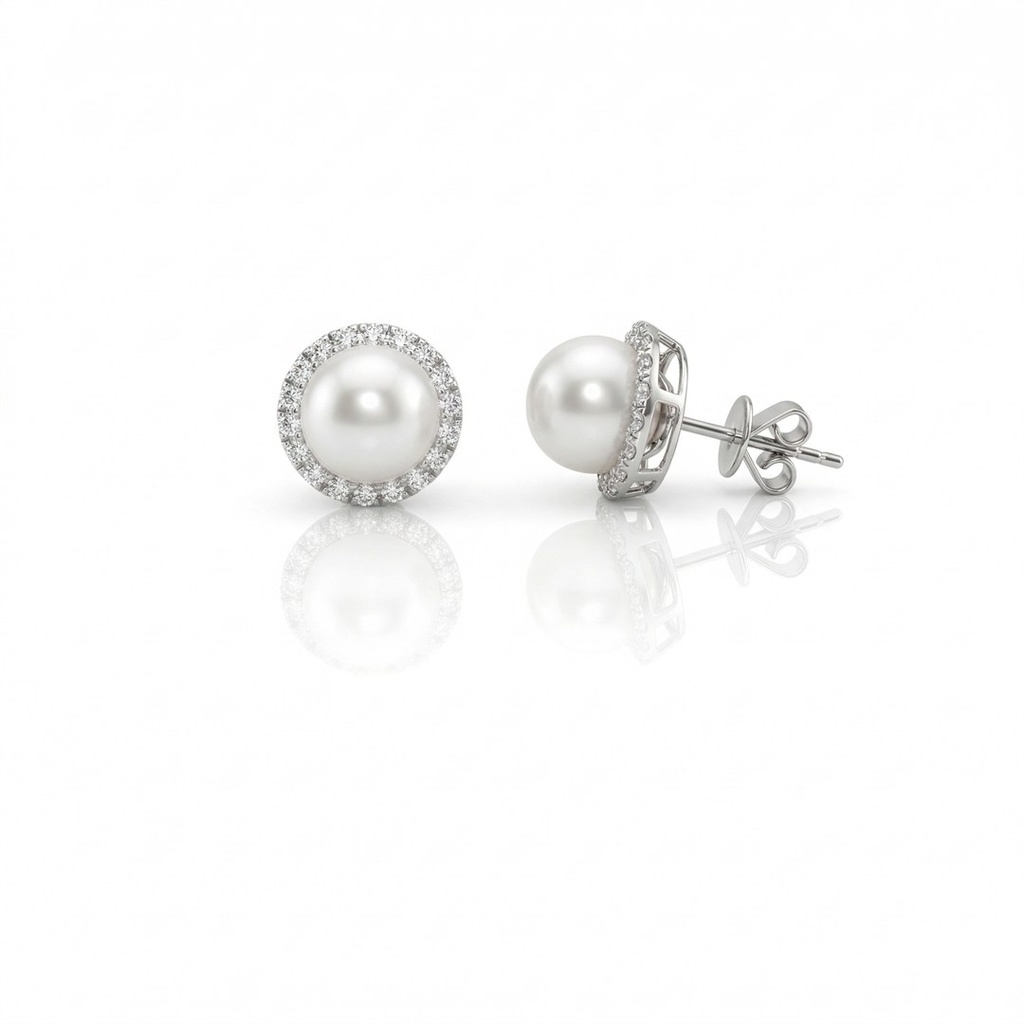 Brinco 2 Pérolas e 36 Diamantes — Over The Moon — Isabel Oliveira