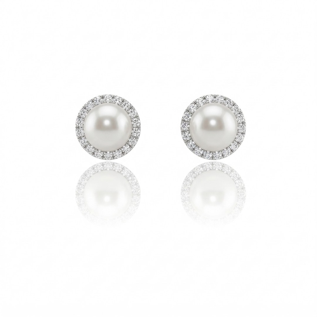 Brinco 2 Pérolas e 36 Diamantes — Over The Moon — Isabel Oliveira
