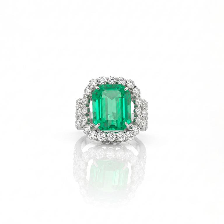Anel Esmeralda Colombiana Octogonal — Colômbia Emerald — Isabel Oliveira