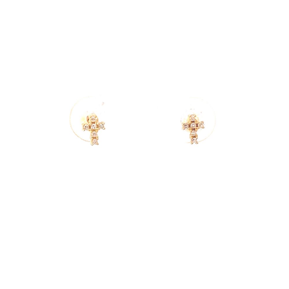 Brinco Cruz 12 Brilhantes 0,06ct J SI1 0,90g Ouro Amarelo 18k - Coleção Kids