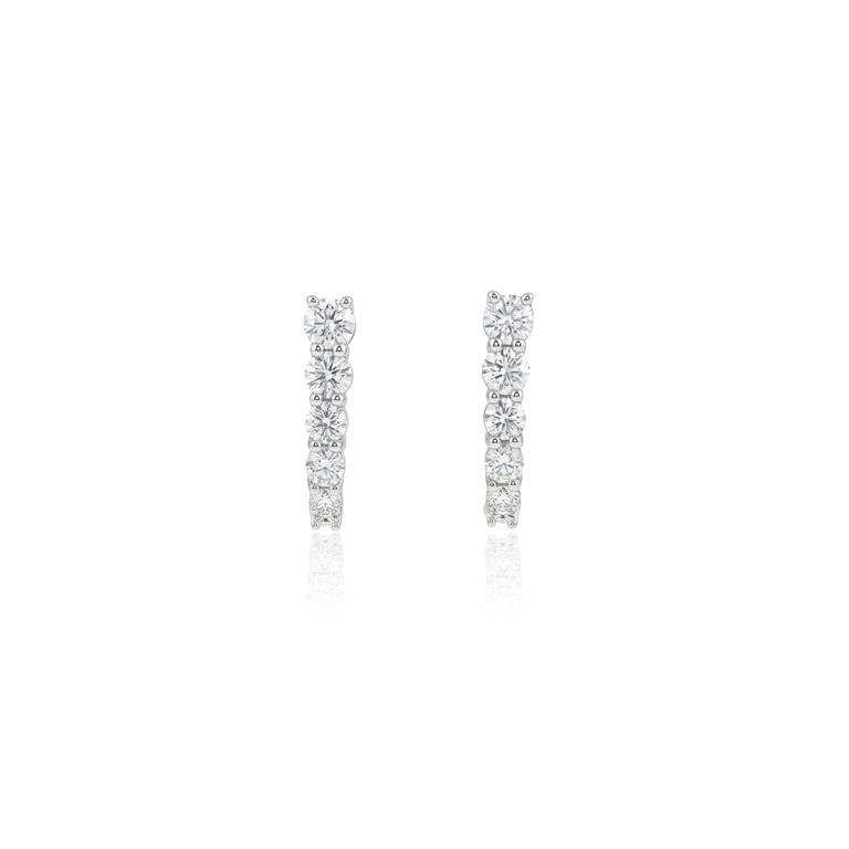 Brinco Earhook 12 Brilhantes 1,15ct H VS2 3,68g Ouro Branco 18k - Coleção Laisa