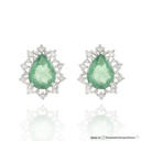Brinco Esmeralda Brasileiras Gota 2,00ct 20 Brilhantes 0,06ct/ 20 Brilhantes 0,20ct 2,40g Ouro Branco 18k - Coleção Brazilian Emerald