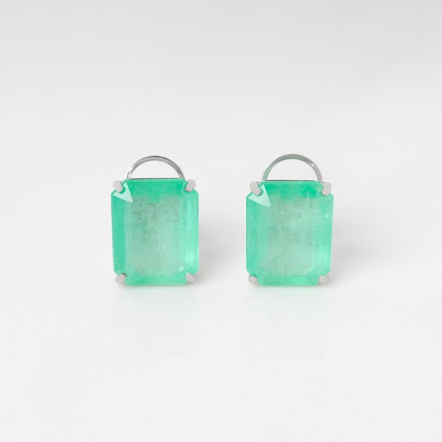 Brinco Esmeralda Colombiana Octogonal 18,92ct 8,72g Ouro Branco 18k - Coleção Colômbia Emerald