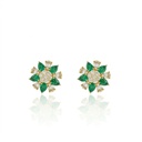 Brinco Flor 10 Esmeraldas Gota 1,34ct 44 Brilhantes 0,42ct 3,73g Ouro Amarelo 18k - Coleção Brazilian Emerald