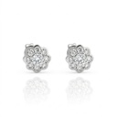 Brinco Flor 18 Brilhantes 0,76ct 1,78g Ouro Branco 18k - Coleção Laisa