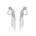 Brinco Longo Pavê 5 Fios 50 Turmalinas Paraibas 1,59ct com Clips 156 Brilhantes 5,38ct 22,93g Ouro Branco 18k