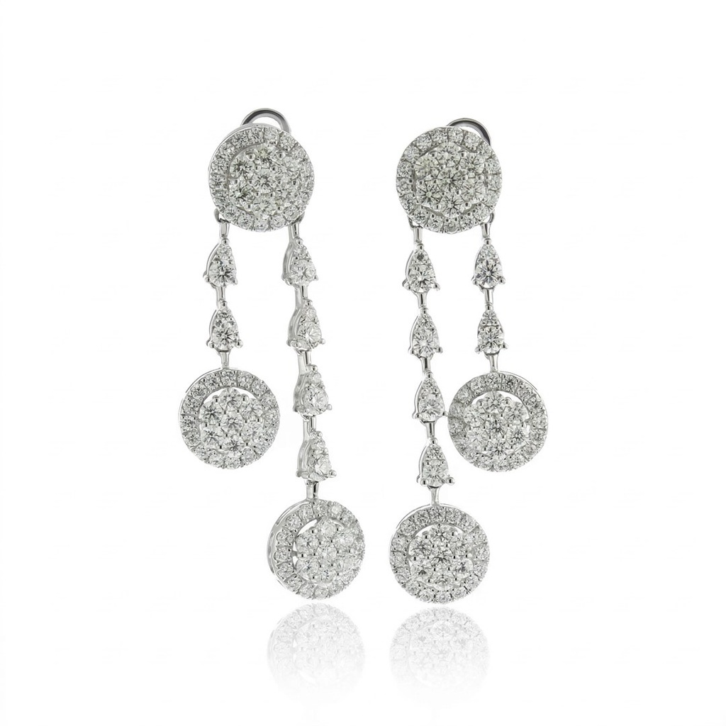 Brinco Círculos 164 Diamantes 3,45ct em Ouro Branco 18k