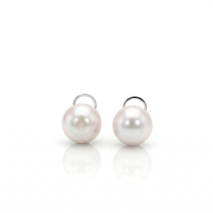 [077358] Brinco Pérola South Sea Redonda 15-16 mm 11,79g Ouro Branco 18k - Coleção Over The Moon