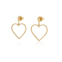Brinco Pingo Coração Vazado Fio Quadrado 1,30mm 3,70g Ouro Amarelo 18k - Coleção Minimalista
