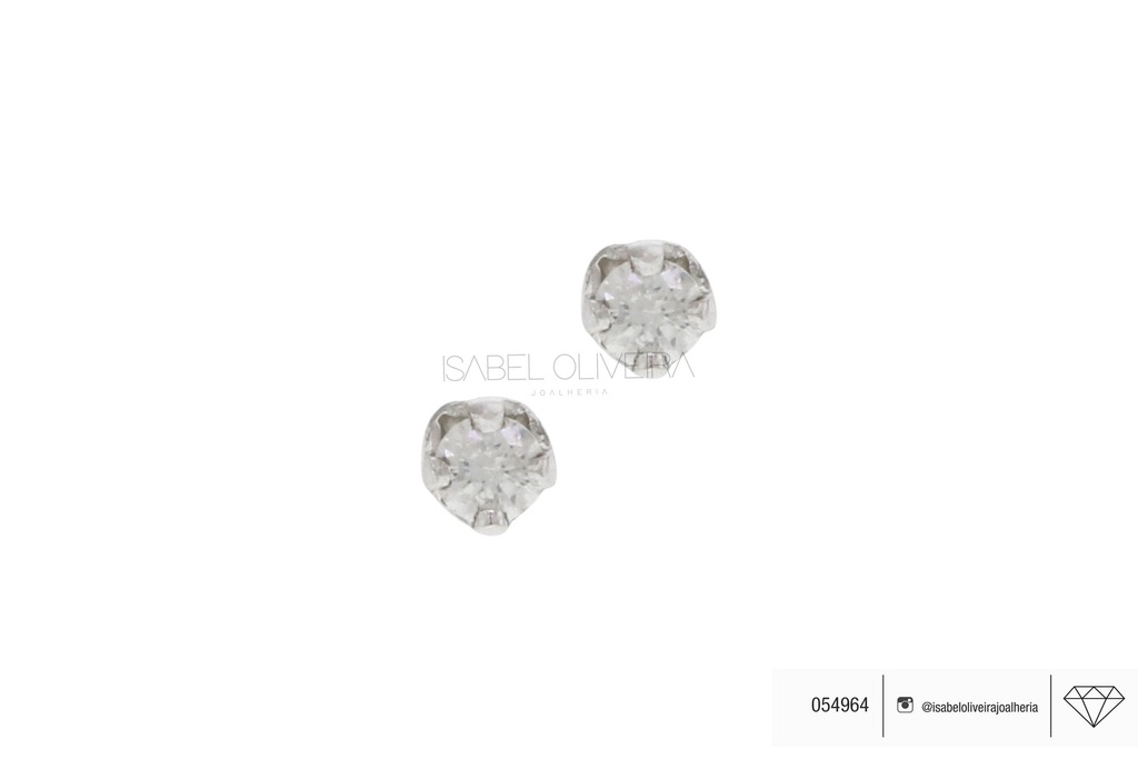 [054964] Brinco Quadrado 2 Brilhante 0,04ct J SI1 0,20g Ouro Branco 18k - Coleção Kids