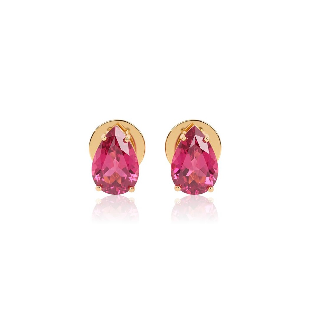 Brinco Rubelita Gota 6,06ct 4,29g Ouro Amarelo 18k - Coleção Rubelita