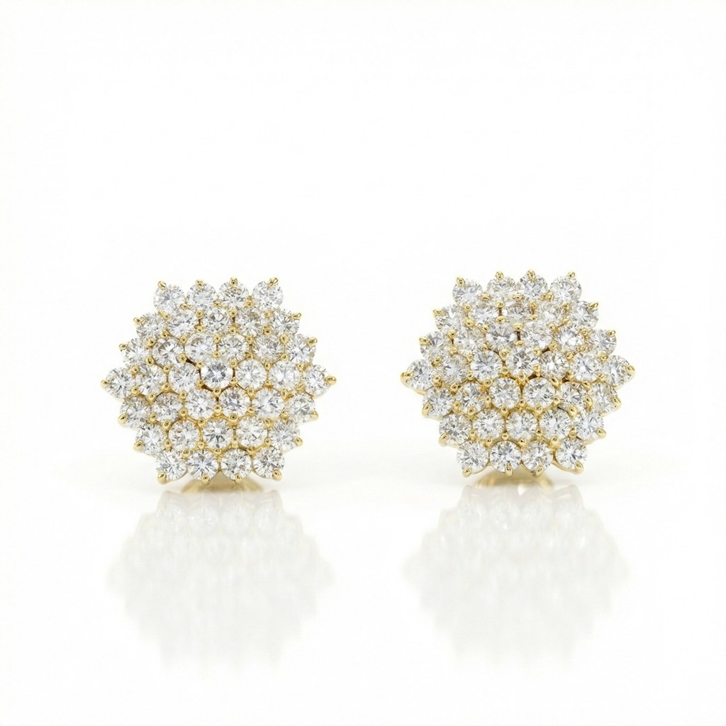 Brinco Sextavado com 74 Brilhantes 5,92ct 14,15g Ouro Amarelo 18k - Coleção Pavê