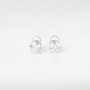 Brinco Solitário 2 Pedras Redonda 10mm 3,86g Ouro Branco 18k