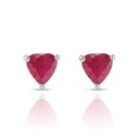 Brinco Solitário Rubi Coração 1,23ct 1,02g Ouro Branco 18k - Coleção True Colors