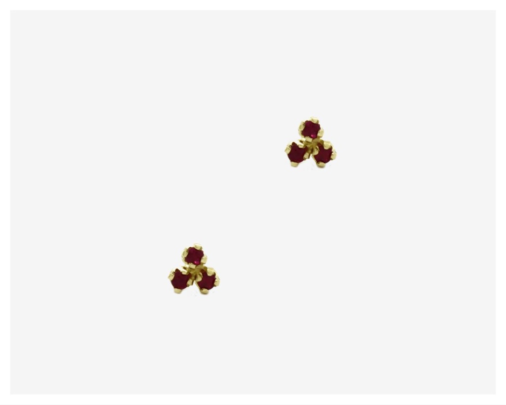 Brinco Triplo Rubi 1,20mm 6,00pts 0,30g Ouro Amarelo 18k - Coleção Kids