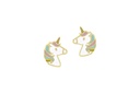 Brinco Unicórnio com Esmalte 0,50g Ouro Amarelo 18k - Coleção Kids