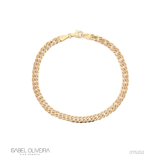 [075252] 21-PULSEIRA DUPLA COM FECHO MOSQUETAO 9,24G OURO AMARELO18K - COLEÇAO ALPHA MASCULINO