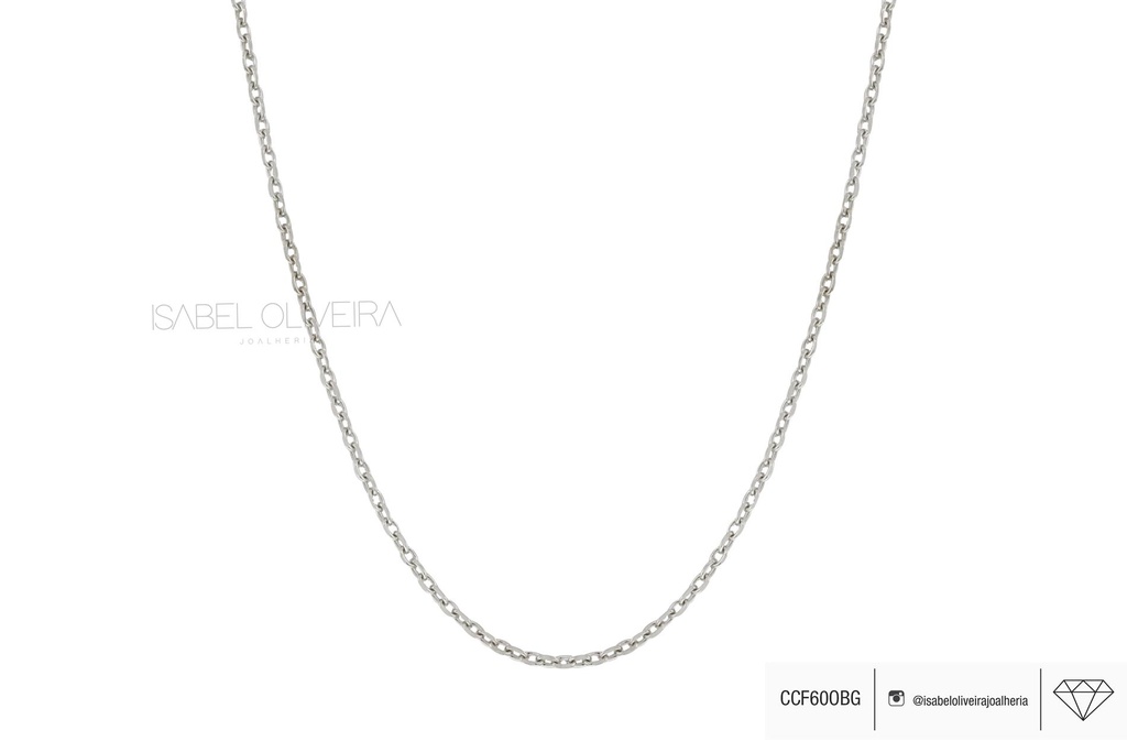 CCF60OAG - Corrente Cartier G 60cm 6,0 a 6,50g Ouro Amarelo com Banho de Ródio Branco 18k - Coleção Elos