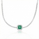 Choker Riviera Tulipa Esmeralda Colombiana 2,27ct 94 Brilhantes 1,95ct g VS1 38cm 9,32g Ouro Branco 18k - Coleção Colômbia Emerald