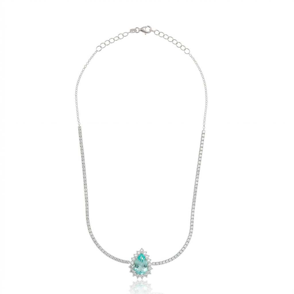 Choker Riviera Caribbean Blue 3,97 ct · Ouro Branco 18k