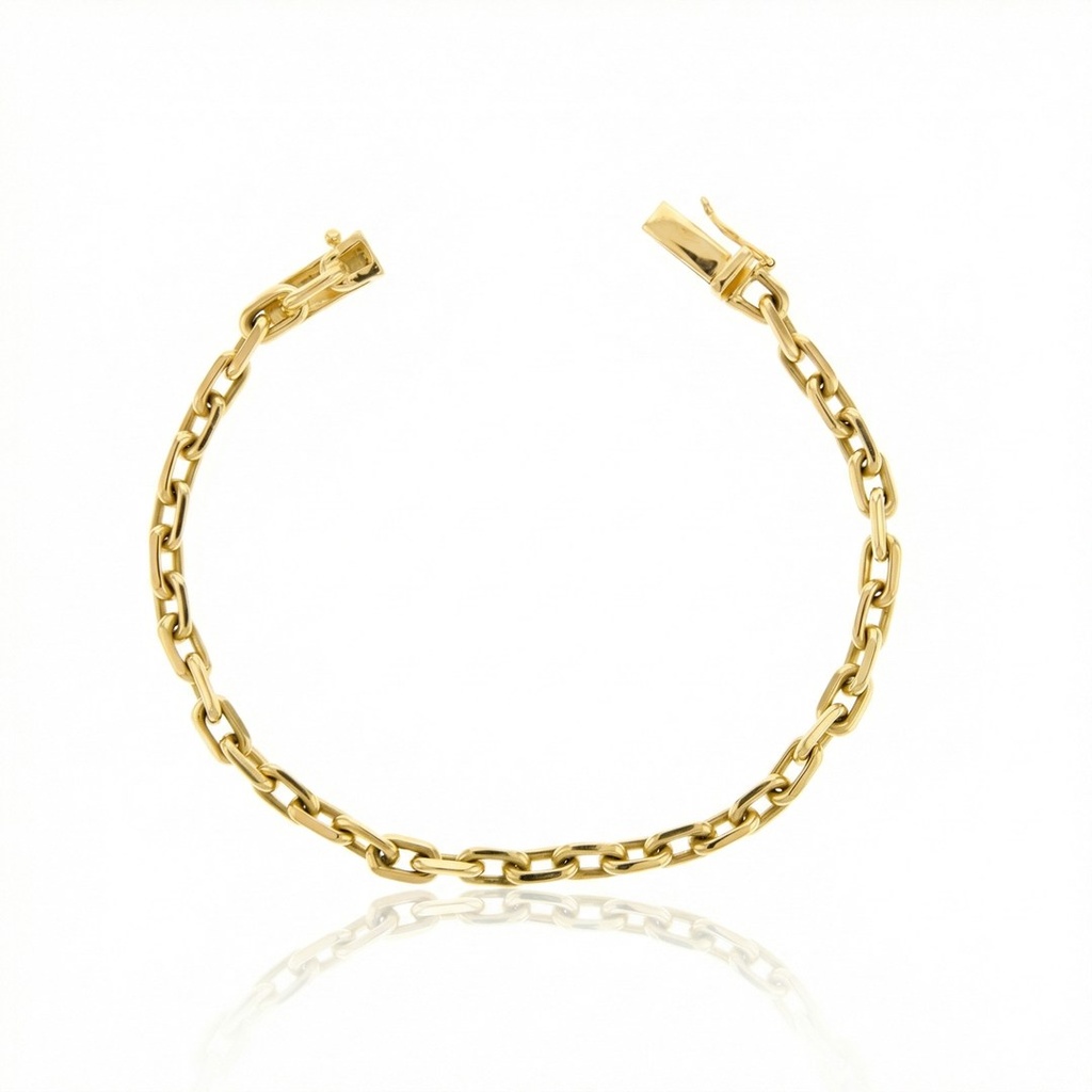 [075050] 21-PULSEIRA G ELO CARTIER MACIÇO FECHO GAVETA 21CM 22,80G OURO AMARELO 18K - COLEÇAO ALPHA MASCULINO