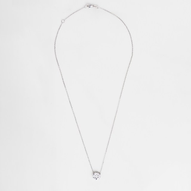 Colar Botão 9mm com 7 Diamantes 0,75ct em Ouro Branco 18k