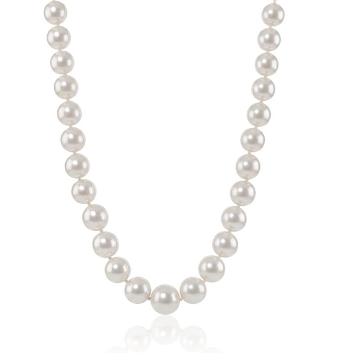[077349] Colar 37 Pérolas South Sea Redonda 12-14 mm Fecho Mosquetão com Extensores 50cm 78,88g Ouro Branco 18k - Coleção Over The Moon