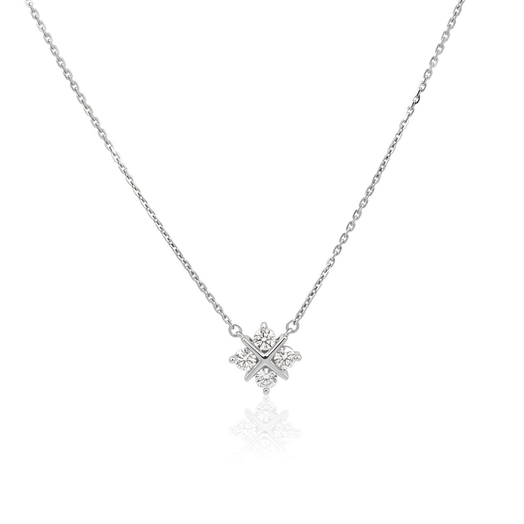Colar 4 Brilhantes 0,29ct 43cm 2,0g Ouro Branco 18k - Coleção Laisa