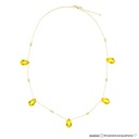 Colar 5 Berilos Amarelo Gota 13,88ct 6 Pastilhas Brilhantes 0,18ct H/i/j SI1/VS2 45cm 8,19g Ouro Amarelo 18k - Coleção Yellow