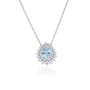 Colar Clássico 1 Turmalina Paraiba Gota 1,49ct 38 Brilhantes 0,78ct H VS2 5,12g Ouro Branco 18k - Coleção Caribbean Blue