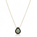 Colar com Agata 1,39ct 1 Esmeralda 0,32ct 17 Brilhantes 0,08ct 43cm 3,05g Ouro Amarelo 18k - Coleção