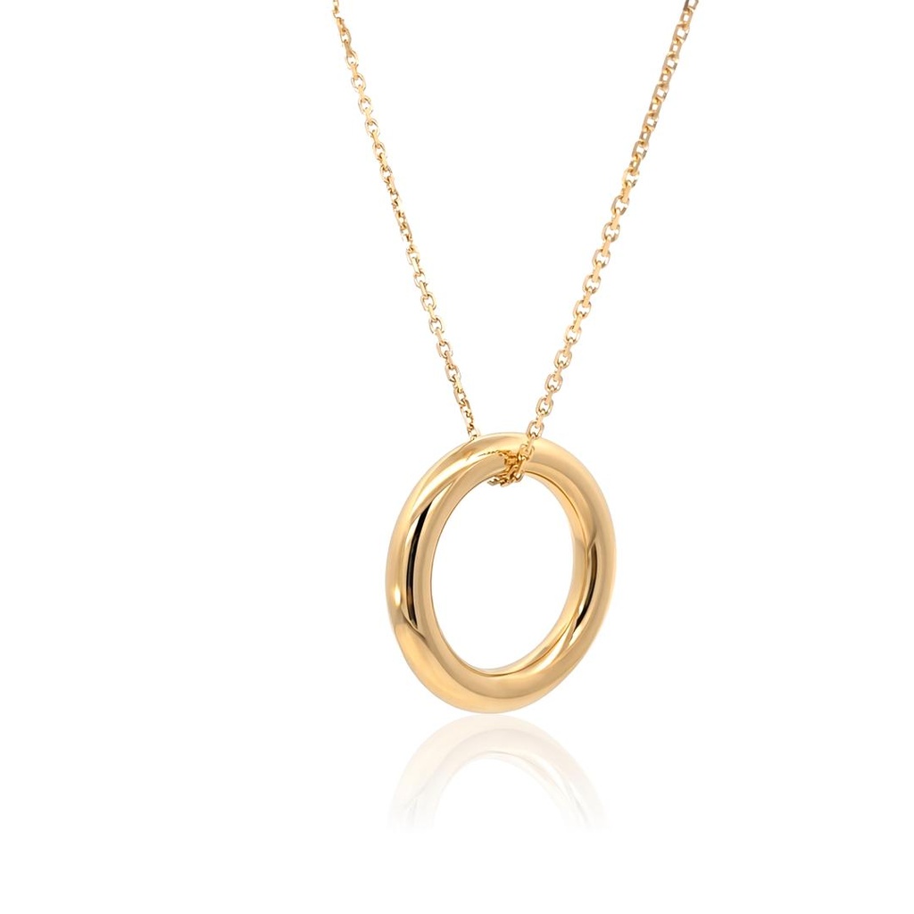[072686] Colar com Pingente Argola Lisa Oca 23,60mm Diâmetro Fio 4mm Corrente Cartier P 45cm 4,75g Ouro Amarelo 18k - Coleção Minimalista
