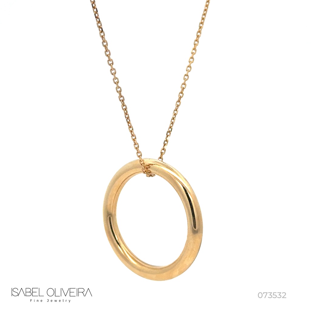 [075065] Colar com Pingente Argola Lisa Oca 31,80mm Diâmetro Fio 4mm Corrente Cartier P 60cm 6,05gr Ouro Amarelo 18k - Coleção Minimalista