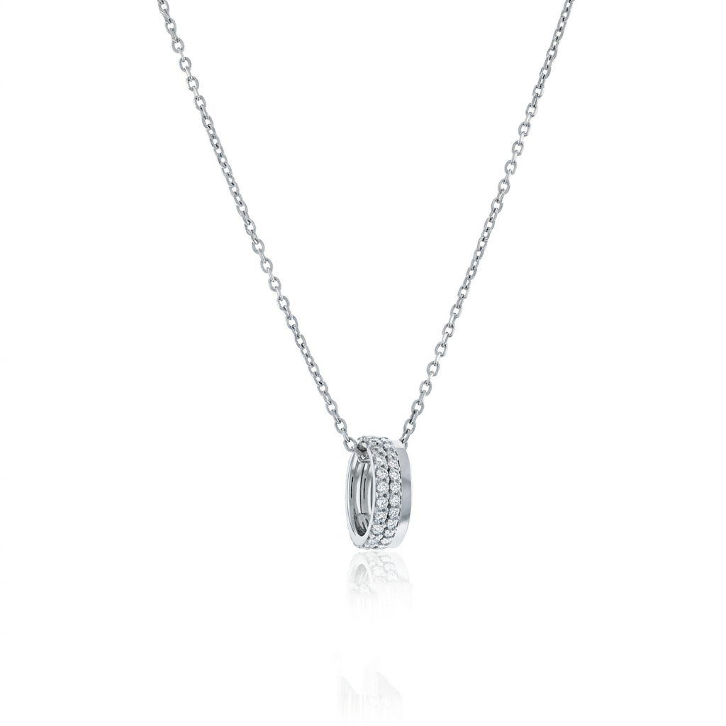 Colar com Pingente Círculo 51 Brilhantes 0,21ct g VS1 42cm 3,00g Ouro Branco 18k - Coleção Laisa