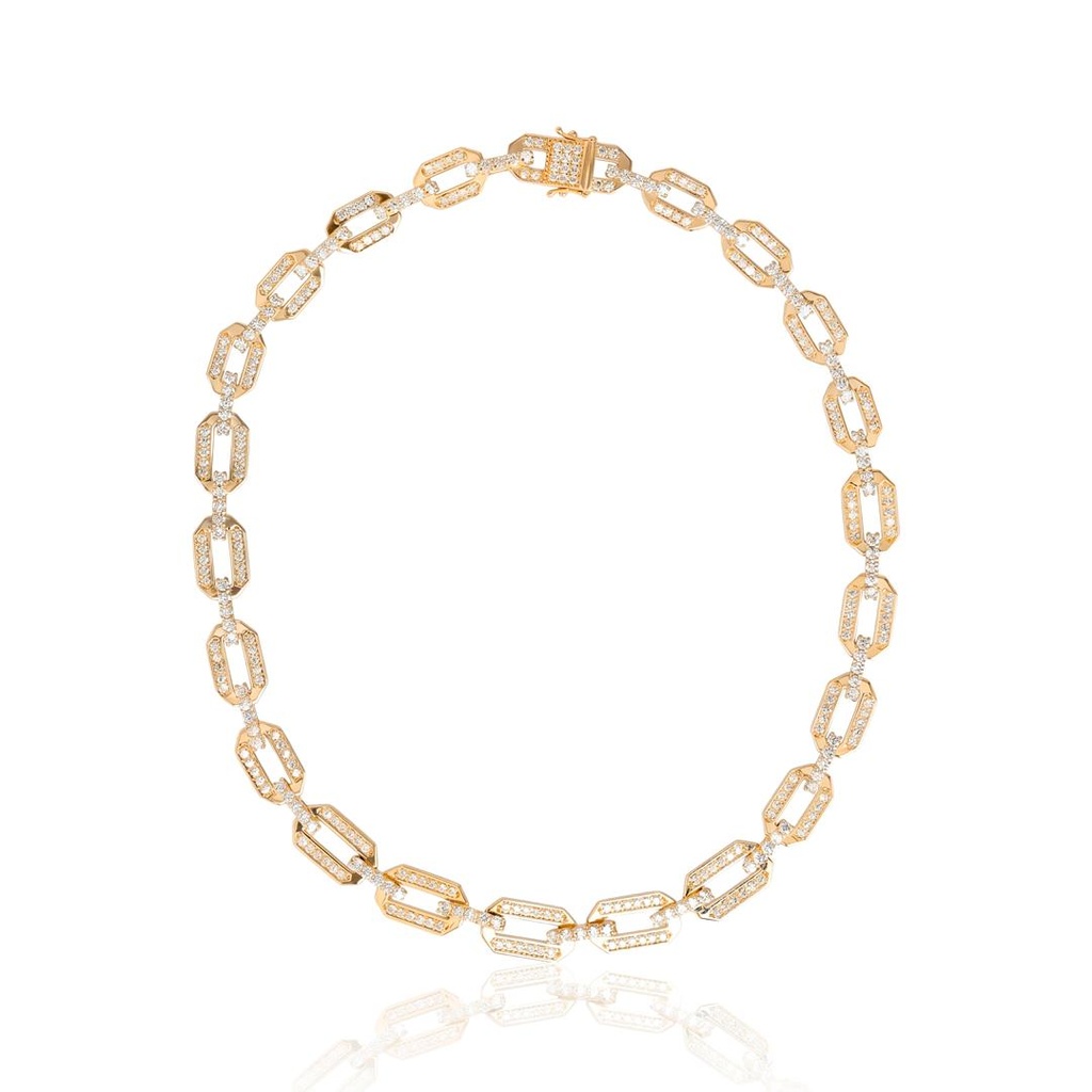 Colar com Segmentos 334 Brilhantes 7,86ct H VS2 40cm 51,14g Ouro Amarelo 18k - Coleção Elos Power