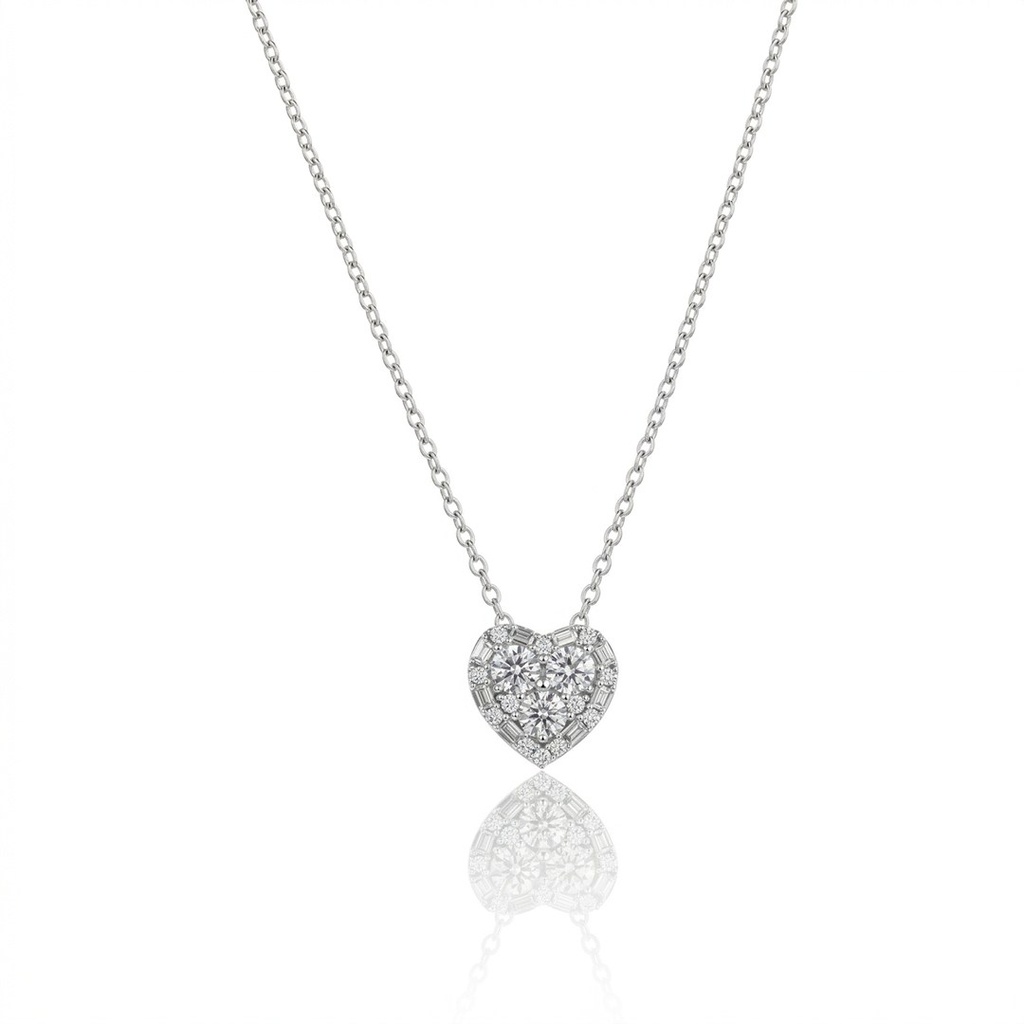 Colar Coração 15 Brilhantes 0,51ct 43cm 1,85g Ouro Branco 18k - Coleção Laisa
