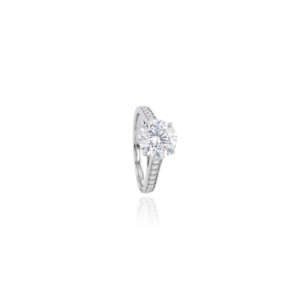 269-ANEL SOLITARIO BRILHANTE 2,69CT H SI2 14 BRILHANTES 0,22CT H VS2 4,14G OURO BRANCO 18K - CERTIFICADO EGL 1701851427 - COLEÇAO ONLY YOU