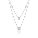 Colar Duplo 8 Diamante Baguetes 0,44ct 2 Trapézios 0,03ct 12 Brilhantes 0,36ct 48cm 4,05g Ouro Branco 18k - Coleção Onassis