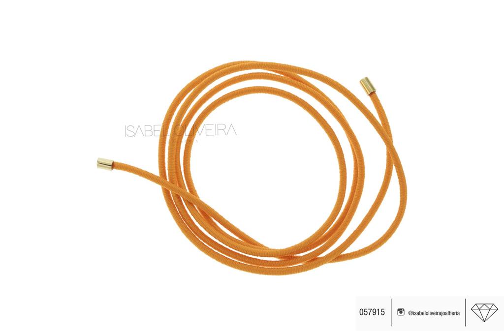 [057915] Colar Elastico Laranja com Ponteira Redonda 68cm 1,70g Ouro AMARELO18K - Coleção Kids