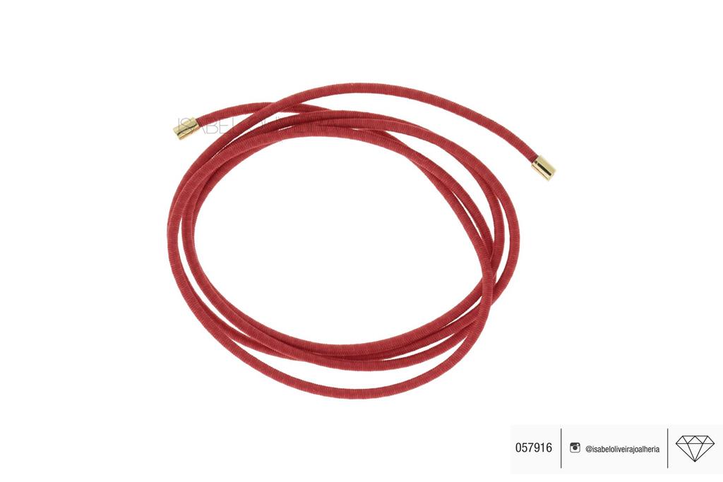 Colar Elastico Vermelho com Ponteira Redonda 68cm 1,70g Ouro AMARELO18K - Coleção Kids