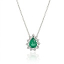 Colar Esmeralda Brasileira Gota 2,09ct 22 Brilhantes 0,48ct H VS1 45cm 4,43g Ouro Branco 18k - Certificado Belmont - Coleção Gardens