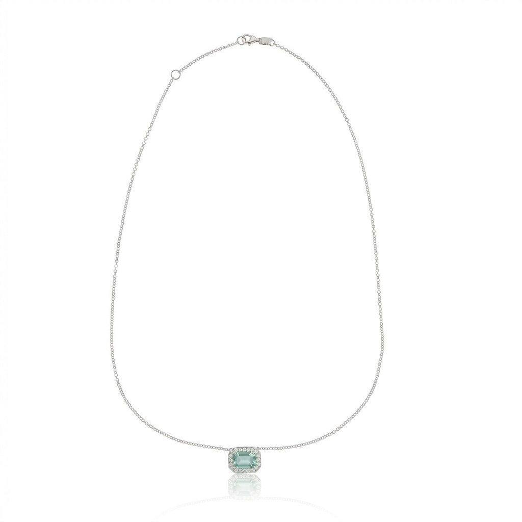 Colar Esmeralda Colombiana Octogonal 1,23ct 22 Brilhantes 0,22ct g VS1 4,06g 45cm Ouro Branco 18k - Coleção Colômbia Emerald