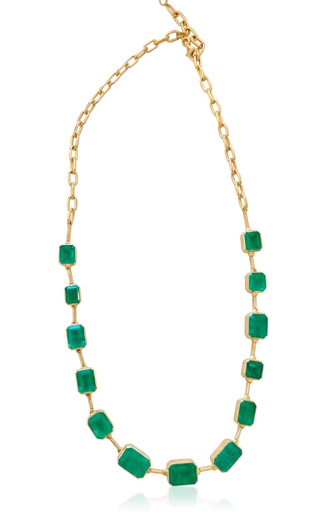 Colar Faca 13 Esmeraldas Colombianas Octogonal 30,82ct 45cm 34,18g Ouro Amarelo 18k - Coleção Colômbia Emerald