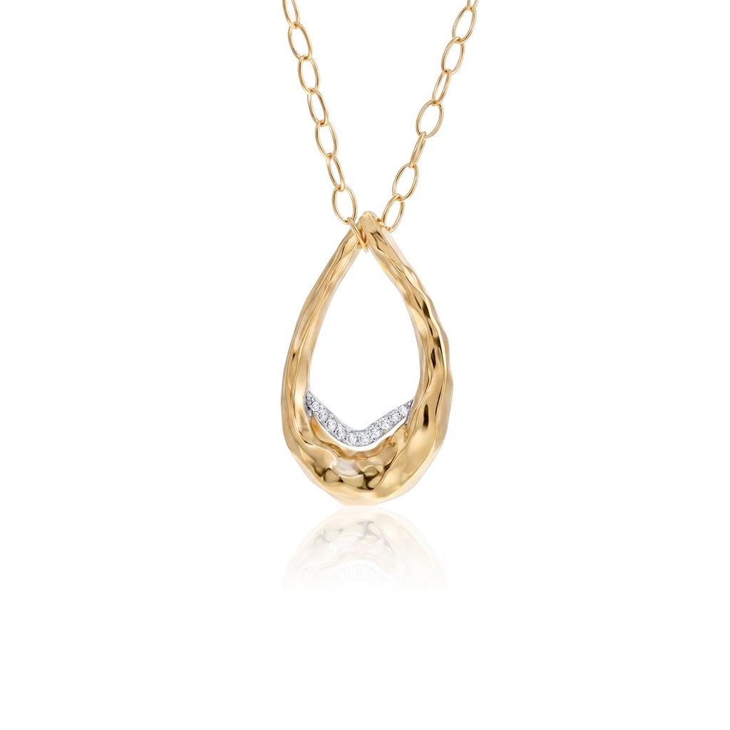 [067071] Colar Gota Vazada 8 Brilhantes 0,08ct 50cm 8,82g Ouro Amarelo 18k - Coleção Laisa