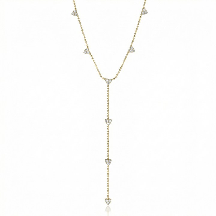 Colar Gravata com Bolinhas e Corações 30 Brilhantes 0,42ct H VS2 4,51g 43cm Ouro Rose e Branco 18k - Coleção Laisa