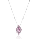 Colar Kunzita Gota 7,72ct 16 Safiras Rosas 2,32ct com Pastilhas 9,35g Ouro Branco 18k - Coleção True Colors