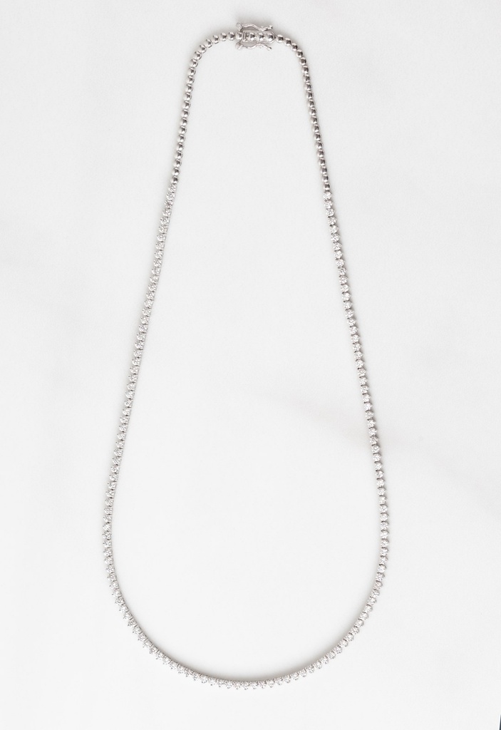 [072609] 3-Colar Riviera 137 Brilhantes 2,00mm 4,12ct H VS2 com Bolinha 40cm 13,38g Ouro Branco 18k - Coleção Rivieras