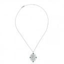 Colar Nossa Senhora das Graças 4 Esmeraldas Trillion 0,81ct 32 Brilhantes 0,65ct g VS1 Corrente Elo Português 45cm 8,93g Ouro Branco 18k - Collab Paola Mantegazza - Coleção Fe Santos