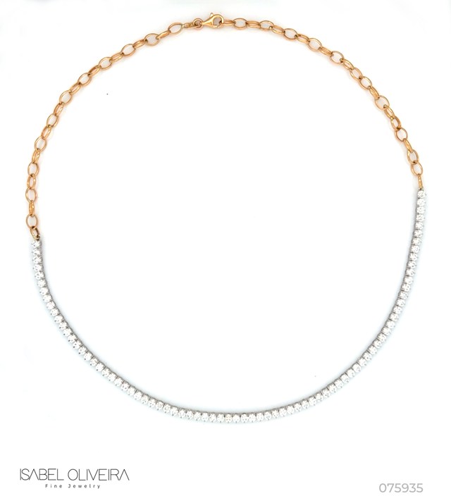 Colar Riviera 79 Brilhantes 6,93ct H VS2 com Corrente Elos 45cm 13,18g Ouro Branco 18k - Coleção Rivieras