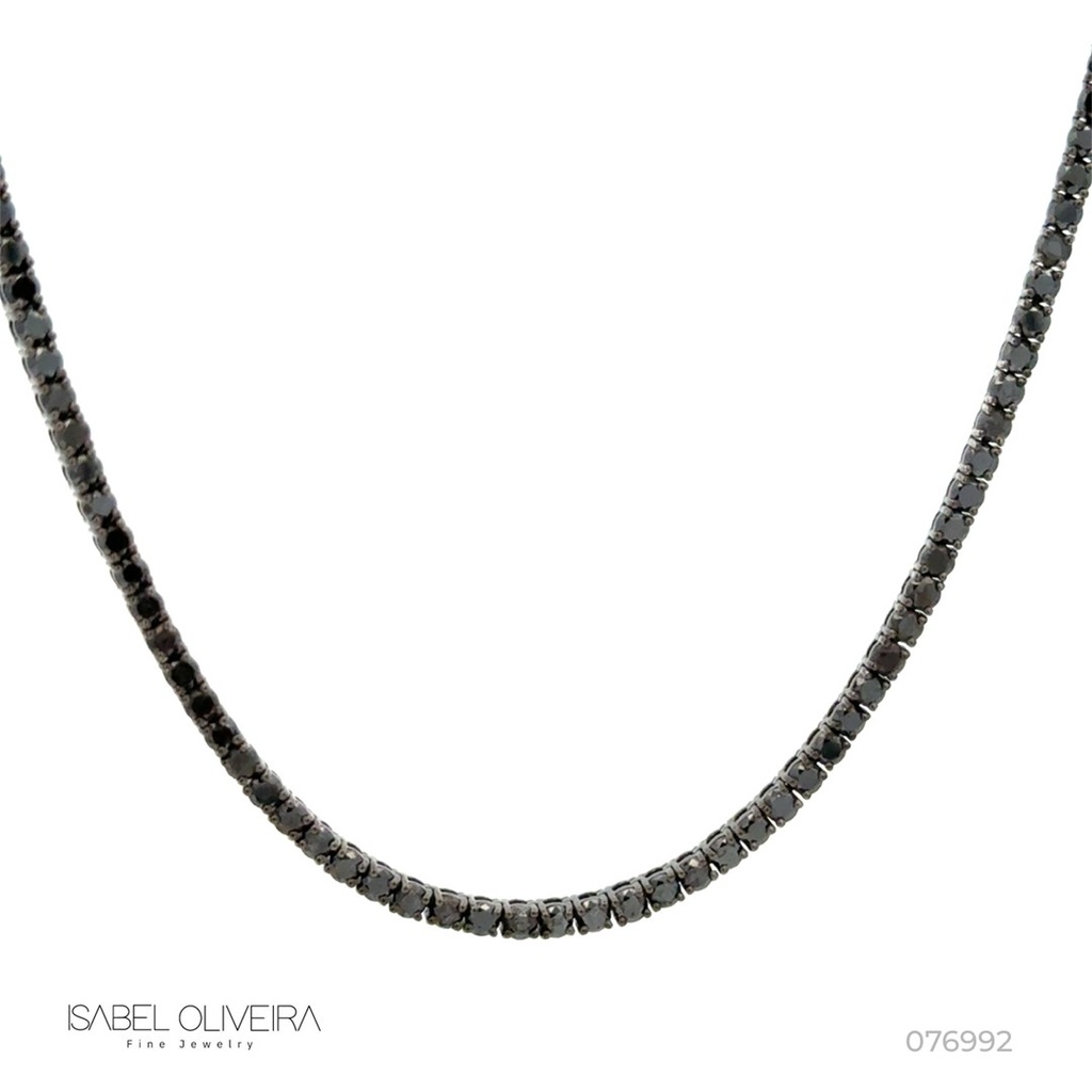 [076992] Colar Riviera Cartier 206 Brilhantes Black 12,23ct 50cm 21,00g Ouro Branco 18k - Coleção Rivieras